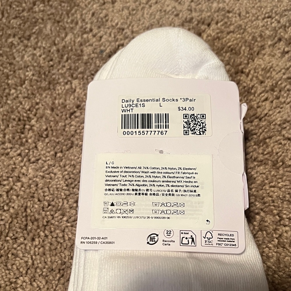 lululemon athletica White Casual Socks - 3 Pack - Picture 3 of 5